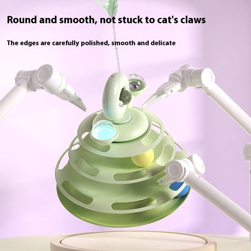 4 -Tier Cat Toy Tower with Rolling Balls - Interactive Fun for Kittens & Cats