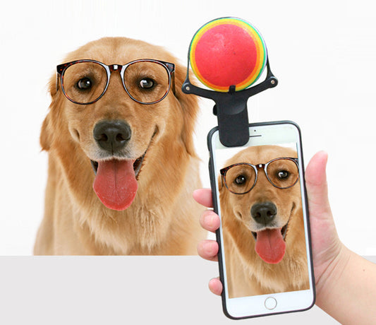 Pet Selfie Clip - Funny Tennis Ball Phone Attachment for Dog & Cat Photos