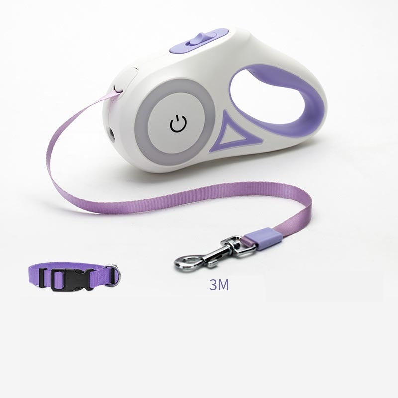Retractabale Dog Leash with LED Light- Strong & Tangle-Free Pet Walking Rope for Small & Medium Dogs