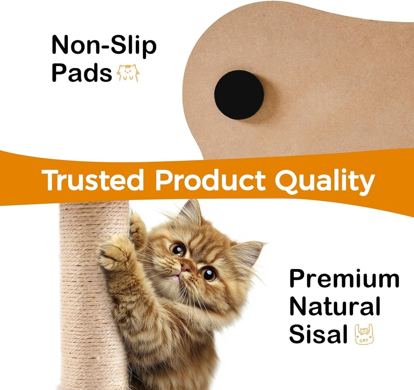 Cat Tower with Bed & Sisal Scratcher - Small Cat Tree for Indoor Cats with Perch & Ball Track