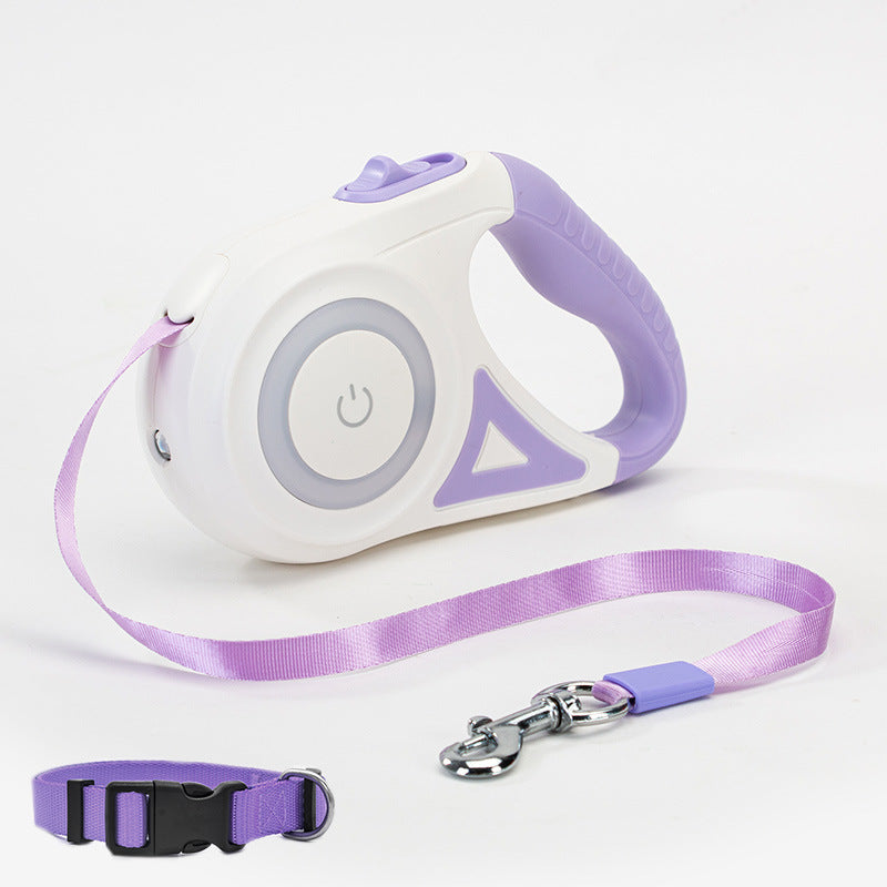 Retractabale Dog Leash with LED Light- Strong & Tangle-Free Pet Walking Rope for Small & Medium Dogs
