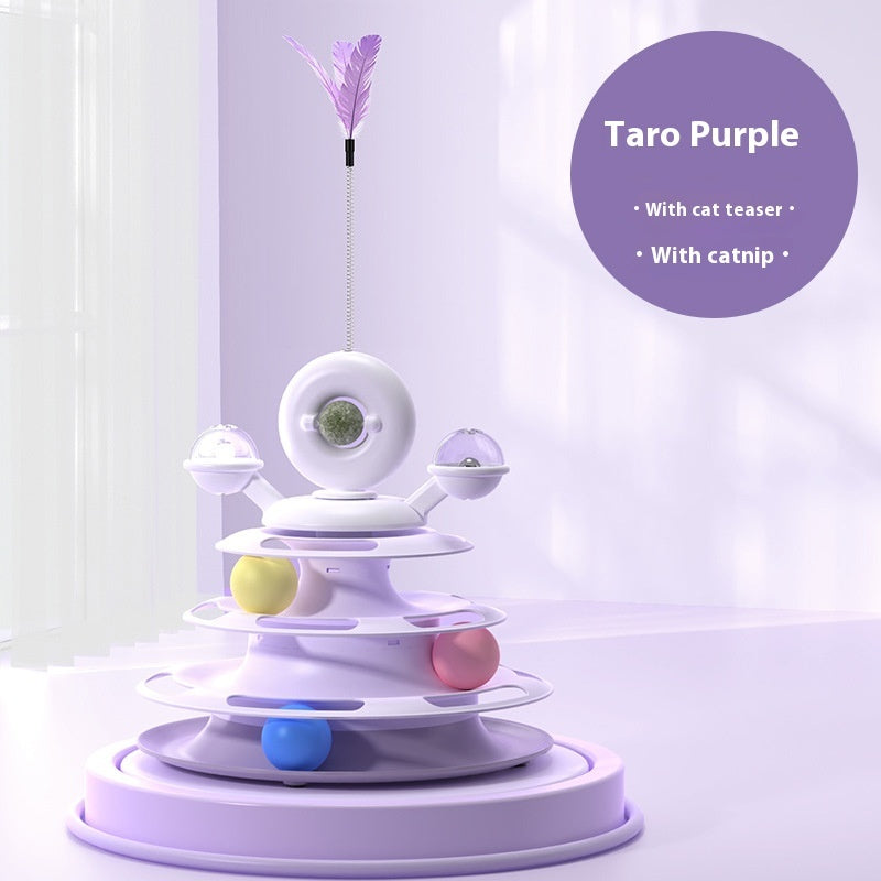 4 -Tier Cat Toy Tower with Rolling Balls - Interactive Fun for Kittens & Cats
