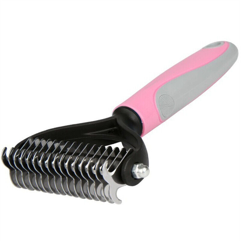Pet Grooming Brush - 2-Sided Deshedding & Dematting Tool for Dogs & Cats Hair Removal Comb