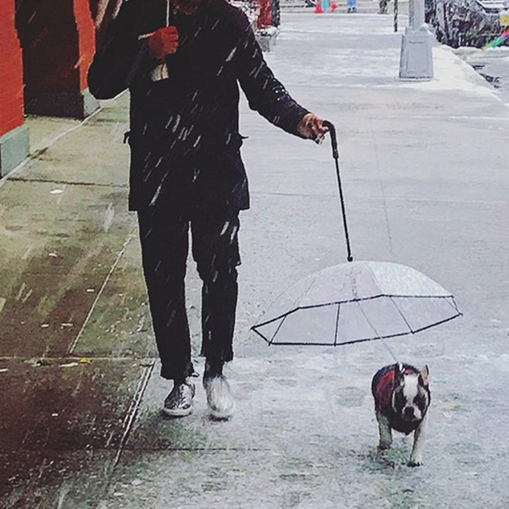 Transparent Dog Umbrella With Leash - Hands-Free Rain Protection for Small & Medium Pets