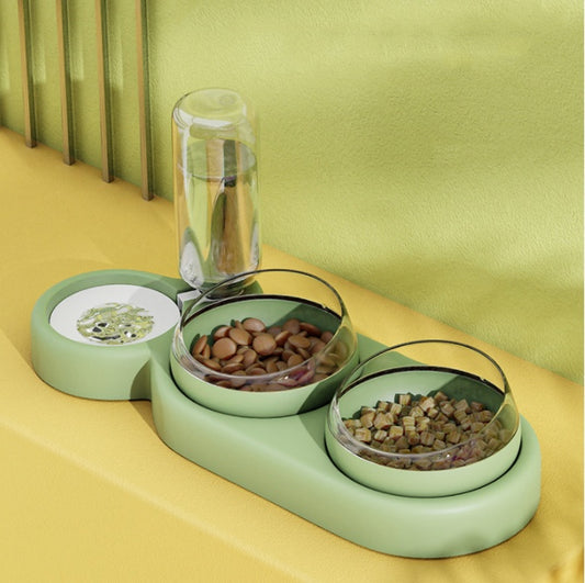 Elevated Cat & Dog Bowl with Water Fountain - 2-in-1 Feeder Stand