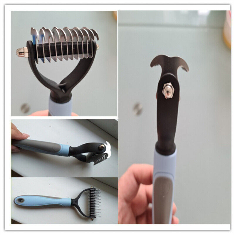 Pet Grooming Brush - 2-Sided Deshedding & Dematting Tool for Dogs & Cats Hair Removal Comb