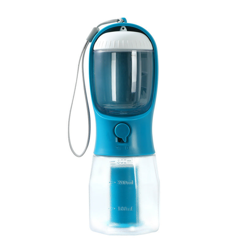 3-in-1 Portable Dog Water Bottle with Food & Waste Bag Holder l Travel Pet Cup