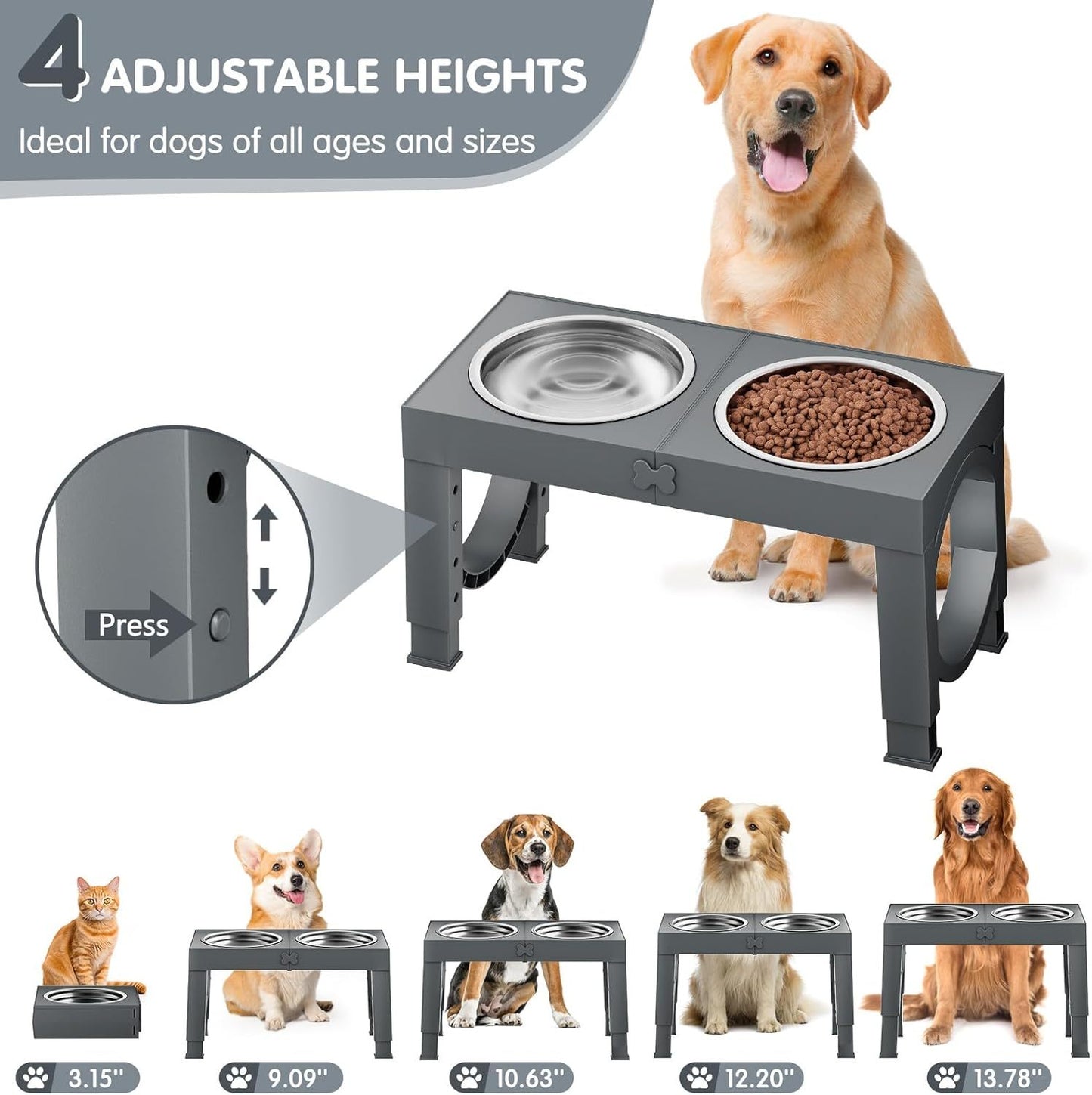 Elevated Dog Bowl Stand - Ergonomic Raised Feeder for Large Dogs