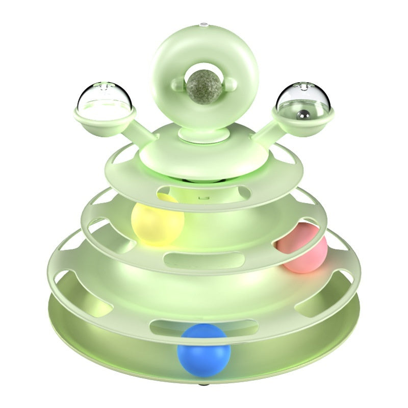 4 -Tier Cat Toy Tower with Rolling Balls - Interactive Fun for Kittens & Cats