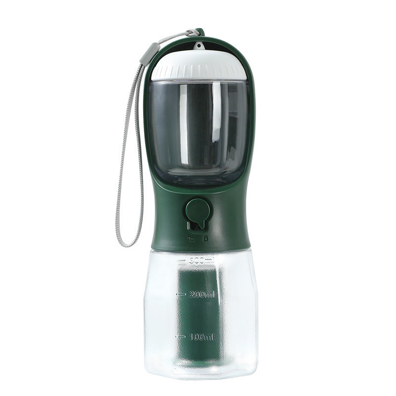 3-in-1 Portable Dog Water Bottle with Food & Waste Bag Holder l Travel Pet Cup