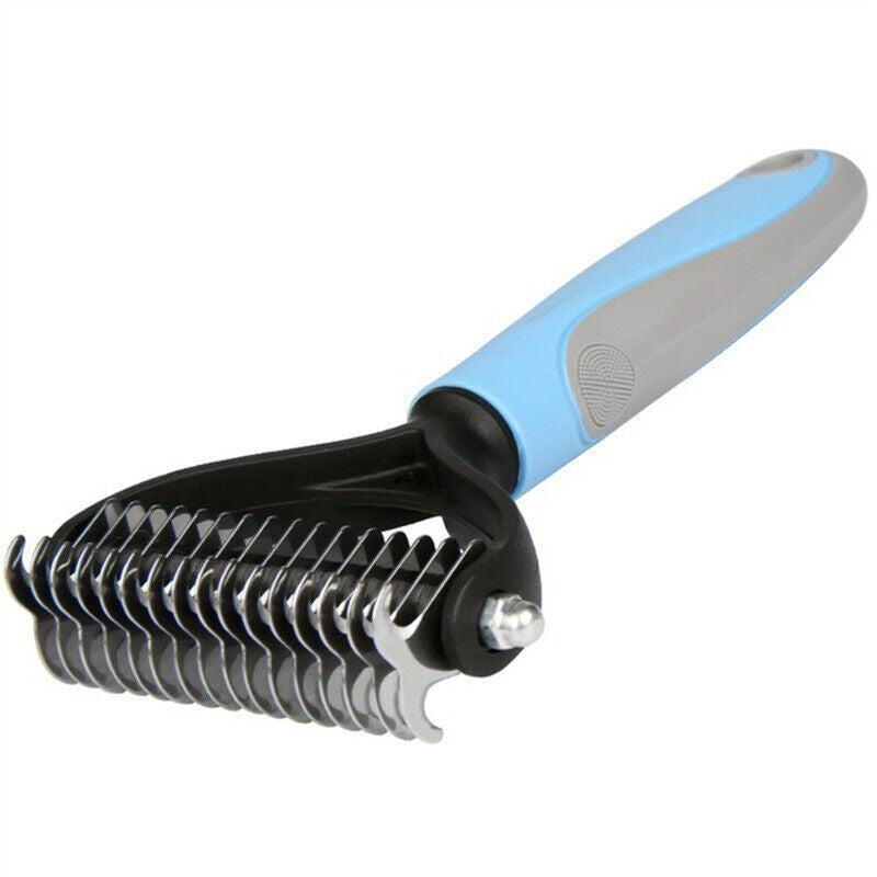Pet Grooming Brush - 2-Sided Deshedding & Dematting Tool for Dogs & Cats Hair Removal Comb