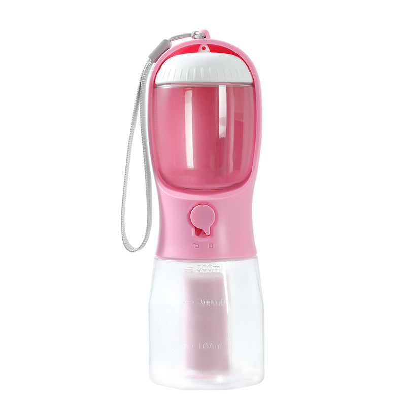 3-in-1 Portable Dog Water Bottle with Food & Waste Bag Holder l Travel Pet Cup