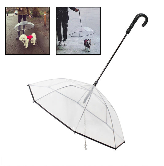 Transparent Dog Umbrella With Leash - Hands-Free Rain Protection for Small & Medium Pets