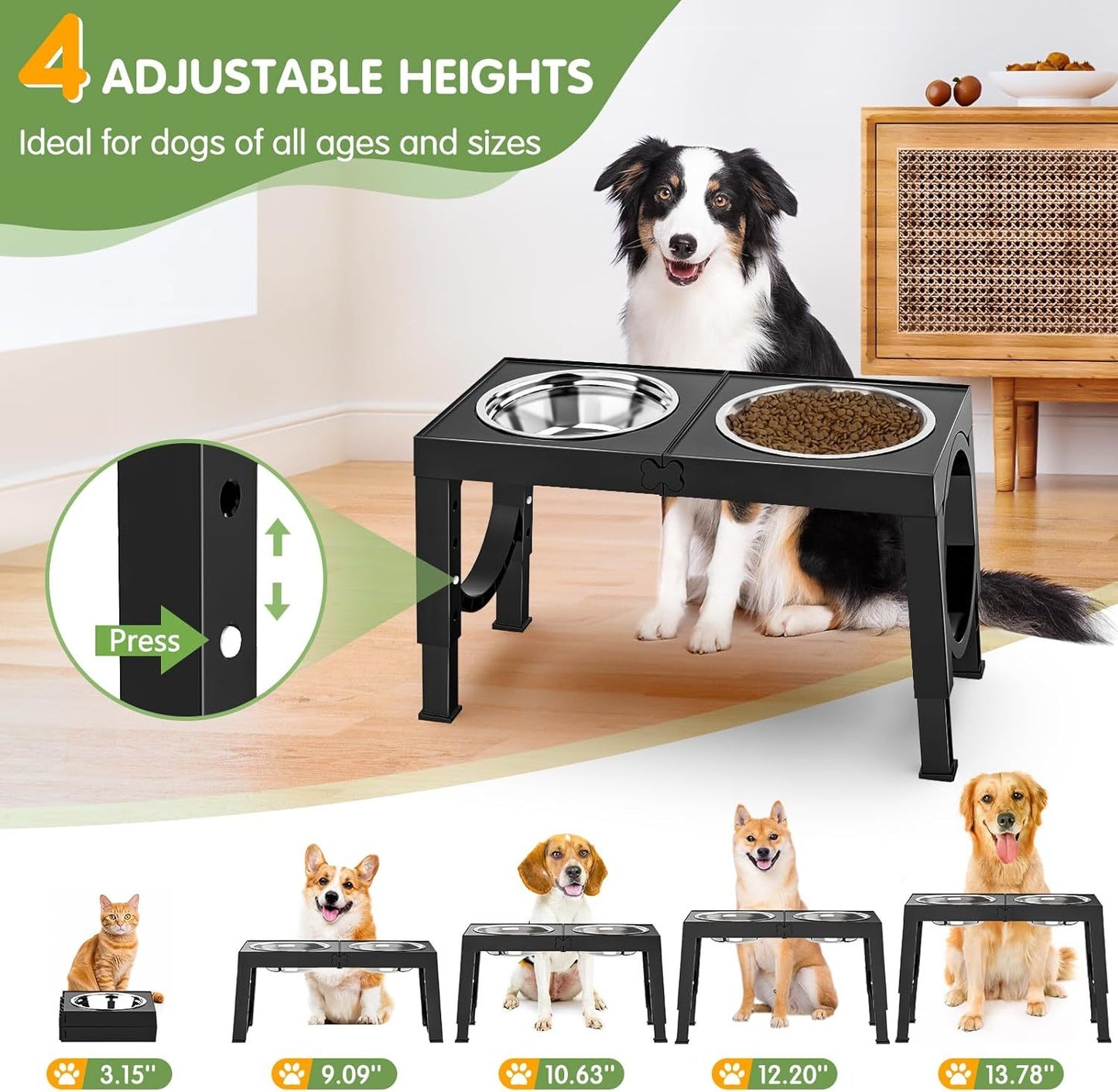Elevated Dog Bowl Stand - Ergonomic Raised Feeder for Large Dogs